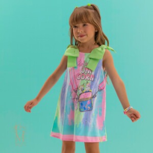 vestido infantil colorido unicórnio