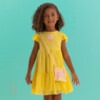 vestido infantil amarelo com bolsa