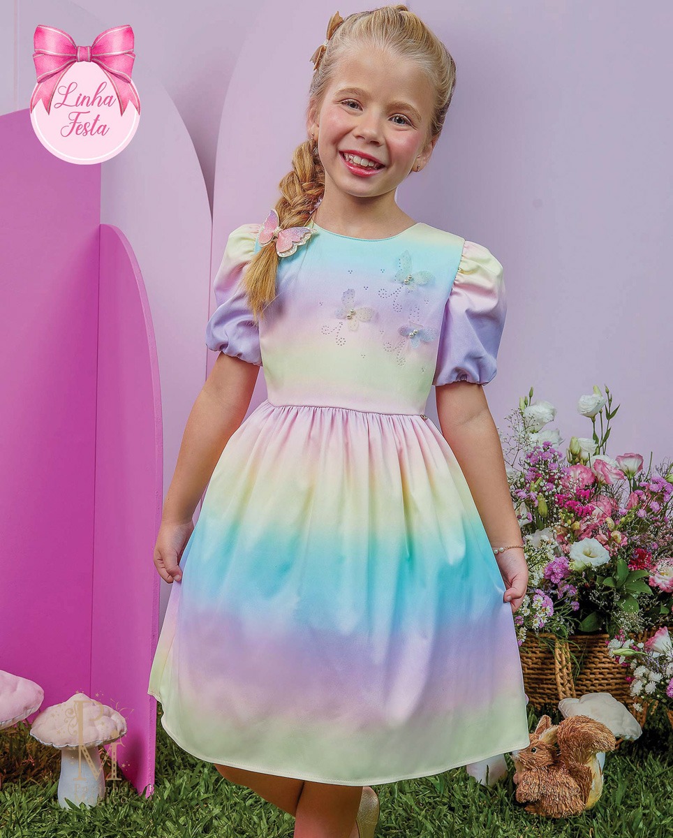 vestido infantil colorido candy color